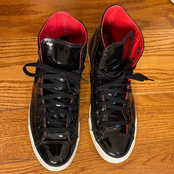 Converse Shoes | Euc Converse All Star Patent Leather, Black | Color: Black/Red | Size: 10.5 | 2merceria's Closet